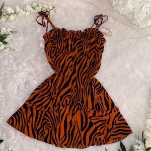 Bar III Orange and Black Zebra Print Mini Dress